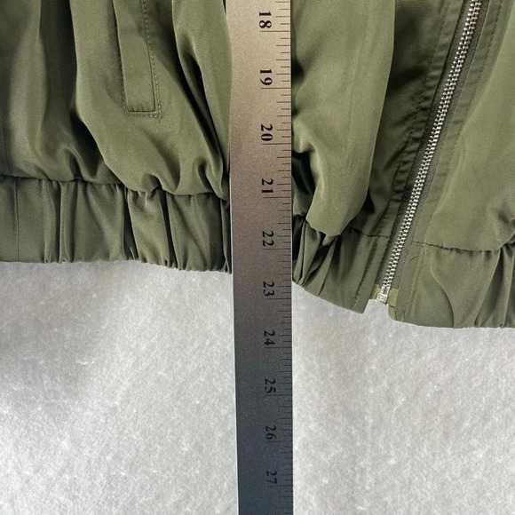 Nine West Jacket Womens Sz S Moto Bomber Asymmetric Zip Long Sleeve Olive Green - Picture 12 of 13